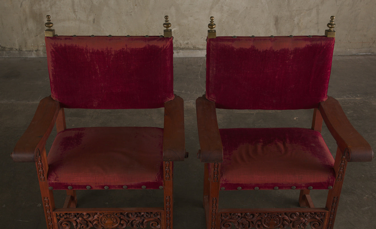 PAIR OF FRAILERO CHAIRS WITH ORIGINAL UPHOLSTERY